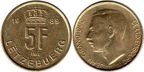 piece Luxembourg 5 francs 1989
