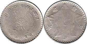 coin Nepal 1 rupee 1954
