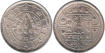 coin Nepal 1 rupee 1956