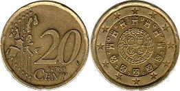 coin Portugal 20 euro cent 2002