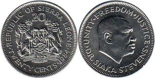 coin Sierra Leone 20 cents 1984