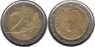 mynt Spanien 2 euro 2000