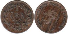 coin Sweden 1 ore 1858