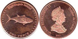 coin Tristan da Cunha 2 pence 2011