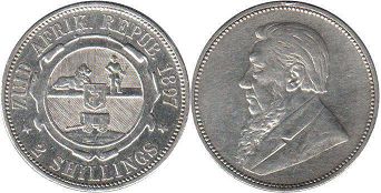 old coin South Africa 2 shillings 1897