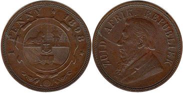 old coin South Africa 1 penny 1898