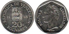 coin Venezuela 20 bolivares 1998