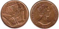 coin Cayman Islands 1 cent 1990