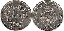 coin Costa Rica 10 centimos 1976