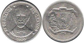 coin Dominican Republic 25 centavos 1980