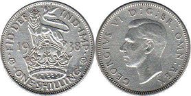 coin UK 1 shilling 1938