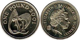 coin Guernsey 1 pound 2001
