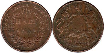 coin East India Company 1/2 anna 1835