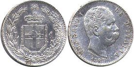 moneta Italy 1 lira 1887