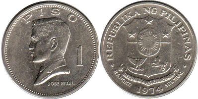 coin Philippines 1 piso 1974