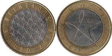moneta Slovenia 3 euro 2008