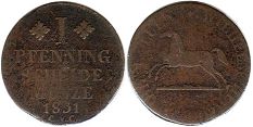 Münze Brunswik 1 Pfennig 1831