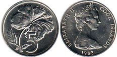 coin Cook Islands 5 cents 1983