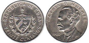 coin Cuba 20 centavos 1968