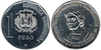 coin Dominican Republic 1 peso 1992