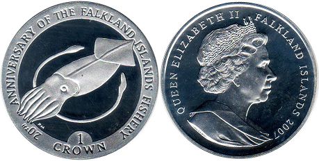 coin Falkland Islands 1 crown 2007