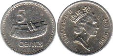 coin Fiji 5 cents 1986