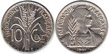 piece Française Indochina 10 cents 1941