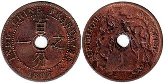 piece Française Indochina 1 cent 1897