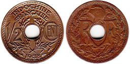 piece Française Indochina 1/2 cent 1938