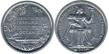 coin French Oceania 50 centimes 1949