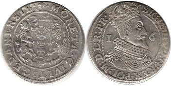 moneta Gdansk ort 1624