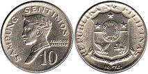 coin Philippines 10 centimos 1974