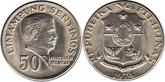coin Philippines 50 centimos 1974