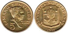 coin Philippines 5 centimos 1968