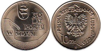 coin Poland 10 zloty 1972