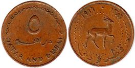 coin Qatar&Dubai 5 dirhames 1966