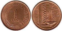 coin singapore1 cent 1967