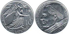 moneta Vatican 10 lira 1985