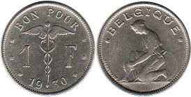 pièce Belgique 1 franc 1930