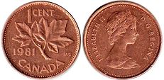 canadian pièce de monnaie 1 cent 1981