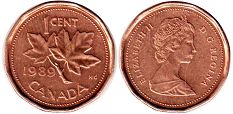 canadian pièce de monnaie 1 cent 1989