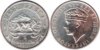 coin BRITISH EAST AFRICA 1 shilling 1941