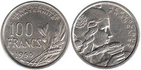 piece France 100 francs 1955