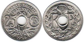 piece France 25 centimes 1914