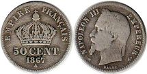coin France 50 centimes 1867 coin France 50 centimes 1867