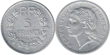 piece France 5 francs 1949