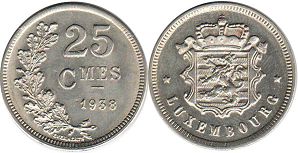 piece Luxembourg 25 centimes 1938