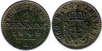 Münze Preußen 1 Pfennig 1849