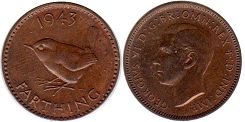 coin UK farthing 1943