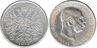 coin Austrian Empire 2 corona 1913
